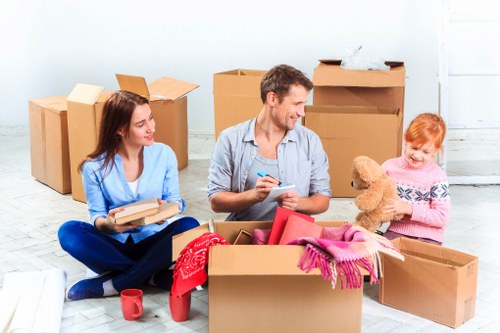Packed boxes and furniture prepared for a home move