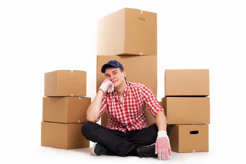 Packed business items ready for relocation from a Riddlesdown workplace